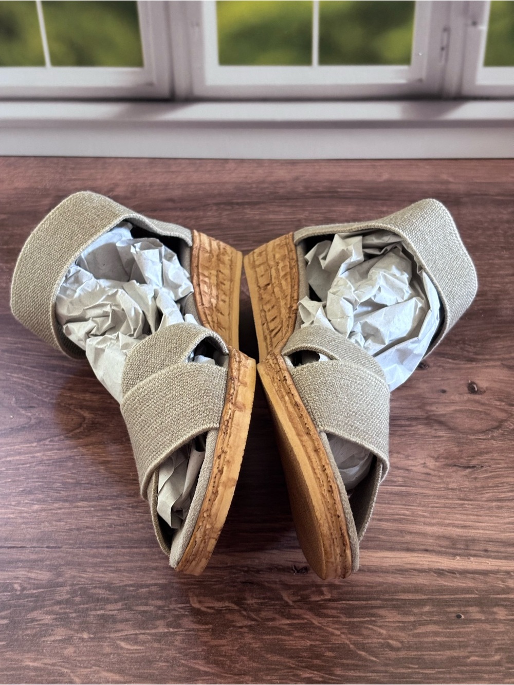 CHARLESTON SHOE CO. Beige Crisscross Espadrille Sandals - Picture 9 of 13